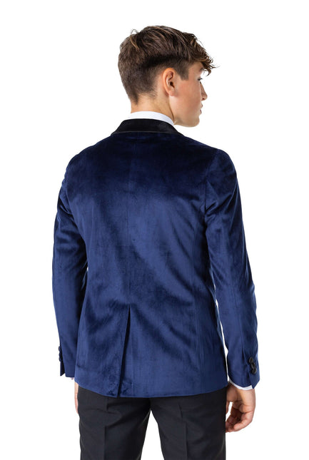 Blazer en velours bleu foncé Garçon Ado <tc>OppoSuits</tc>