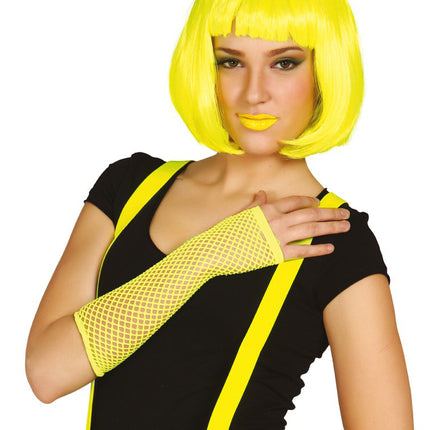 Gant en résille jaune fluo