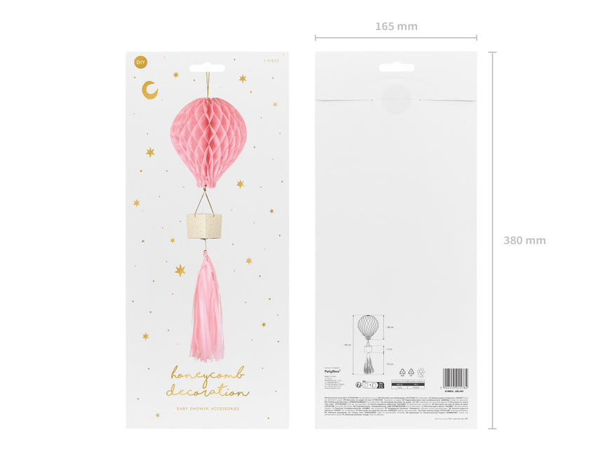 Montgolfière rose en nid d'abeille