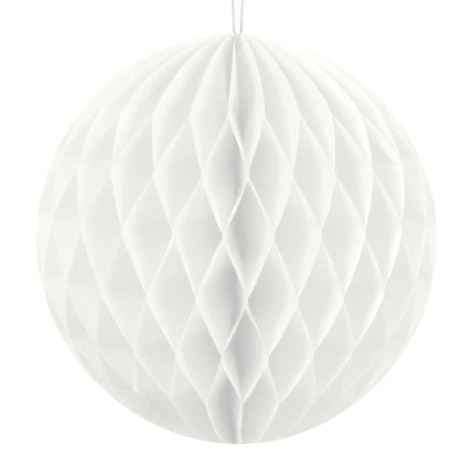 Boule en nid d'abeille blanche 10cm