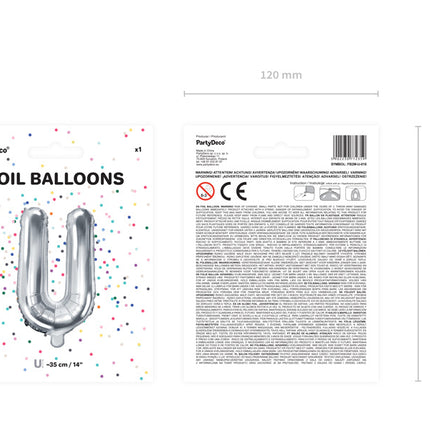 Ballon de baudruche Lettre U Argenté Vide 35cm