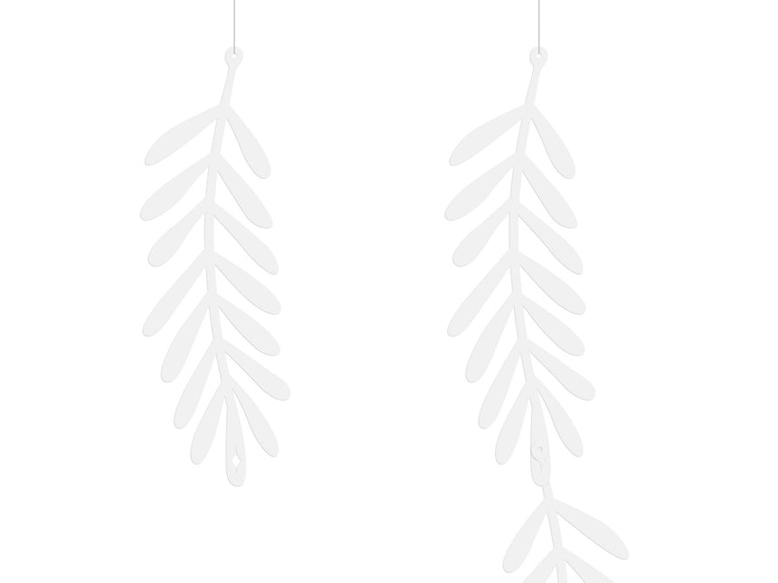 Décoration suspendue de feuilles blanches 1,8 m