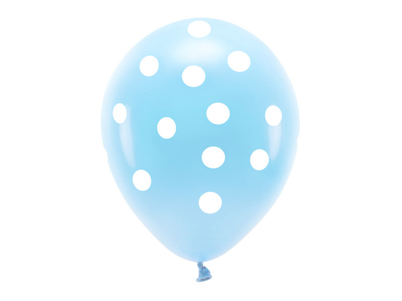 Ballons de baudruche bleu clair à pois blancs 33cm 6pcs