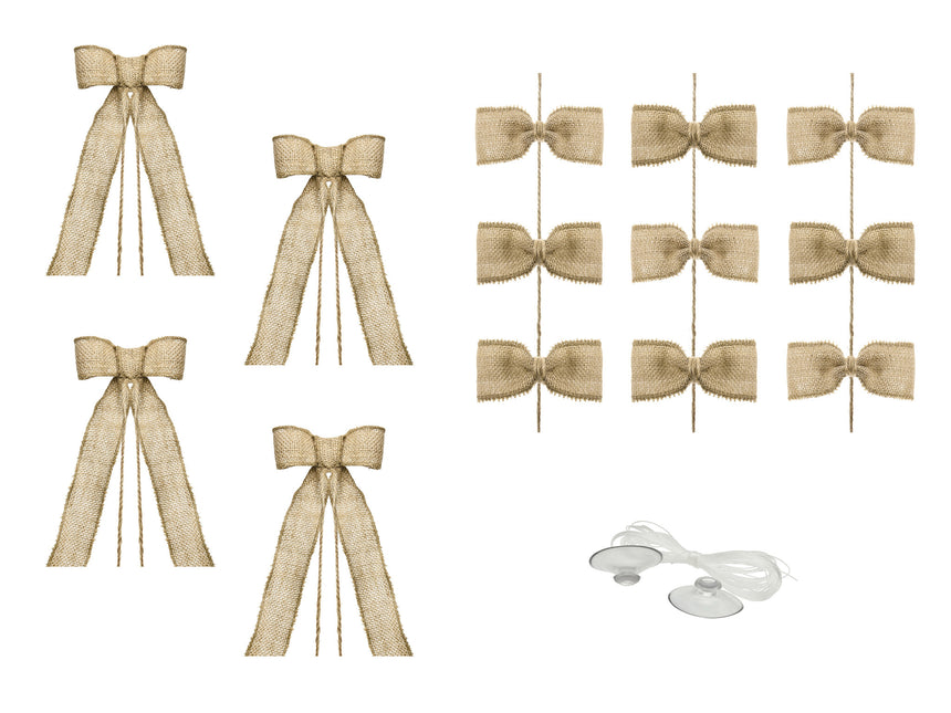 Ensemble de décoration de voiture - nœuds en toile de jute pour mariage