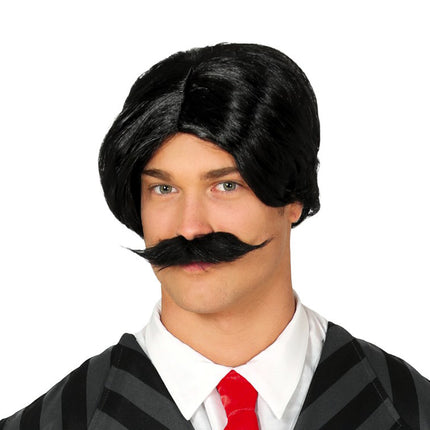 Perruque noire Moustache