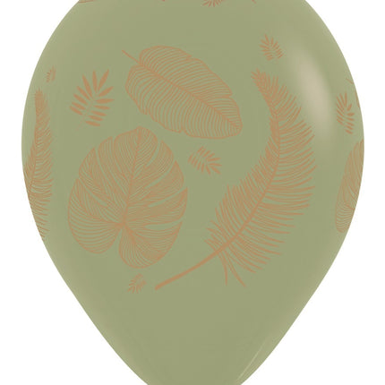 Ballons Tropical Leaves Mix Gold Print 30cm 25pcs