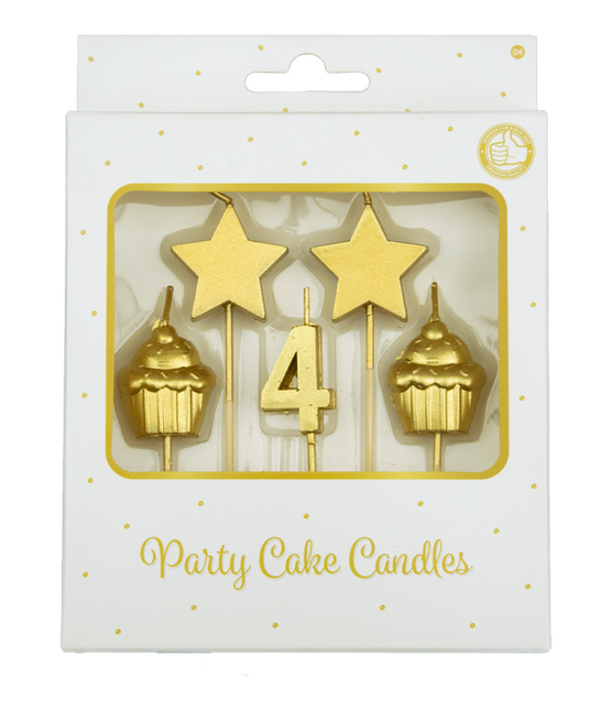 Bougies 4 Years Cupcake Gold 17,5cm