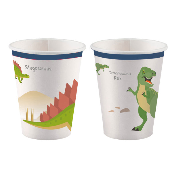 Gobelets dinosaures en carton 200ml 8pcs