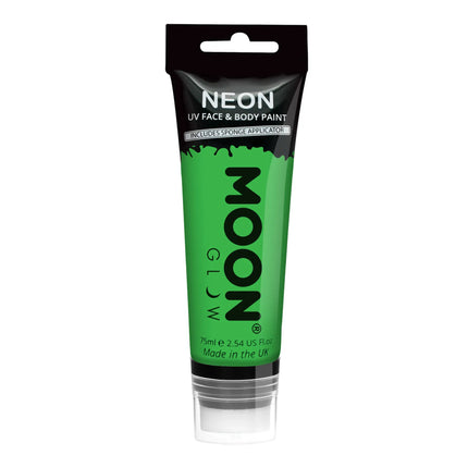 Moon Glow Neon UV Face Paint avec applicateur éponge Vert intense 75ml