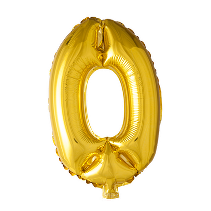 Ballon de baudruche Figure 0 Or 41cm avec paille