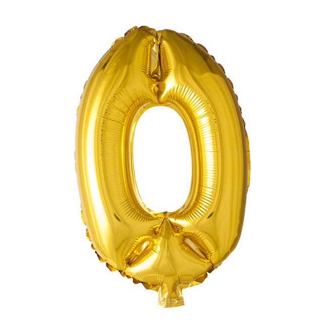 Ballon de baudruche Figure 0 Or 41cm avec paille