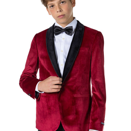 Blazer en velours rouge bordeaux Garçon Ado <tc>OppoSuits</tc>