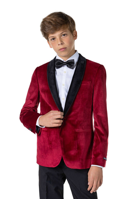 Blazer en velours rouge bordeaux Garçon Ado <tc>OppoSuits</tc>