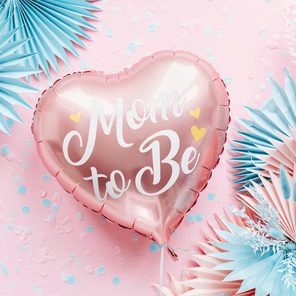 Ballon à l'hélium Heart Mom To Be Pink Empty 35cm