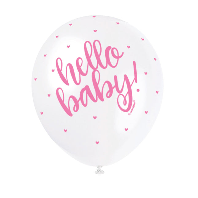 Ballons de naissance Hello Baby Pink 30cm 5pcs