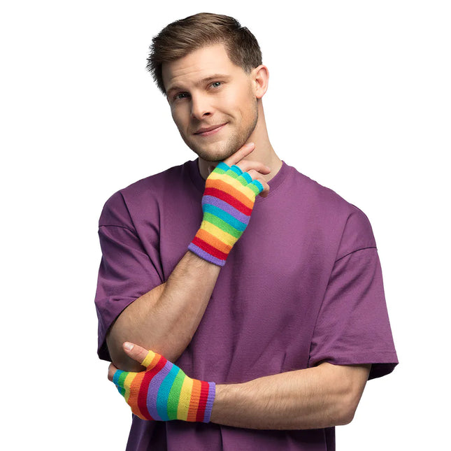 Gants arc-en-ciel sans doigts