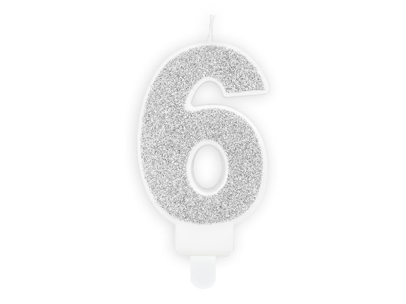 Bougie 6 ans argentée 7cm