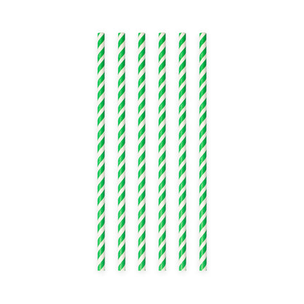 Pailles en papier vertes rayées 19.7cm 20pcs