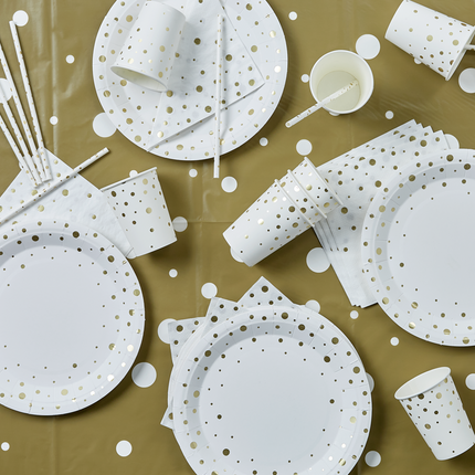 Coupes Gold Dots White 13cm 8pcs