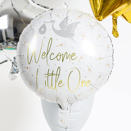 Ballon à l'hélium Welcome Little One Stork vide 45cm