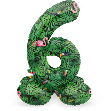 Ballon numéro 6 ans Jungle avec vide standard 72cm