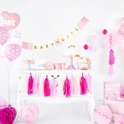 Guirlande de pompons rose 2m