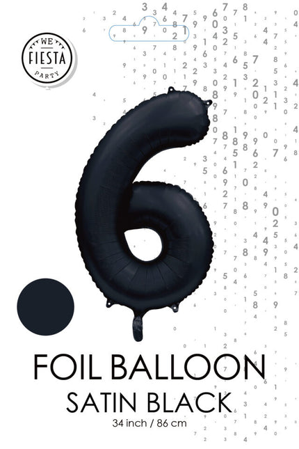 Ballon à figures noir 6 ans brillant 86cm