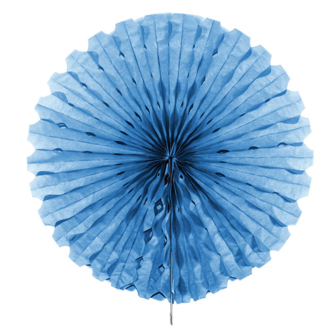 Éventail en papier bleu clair 45 cm