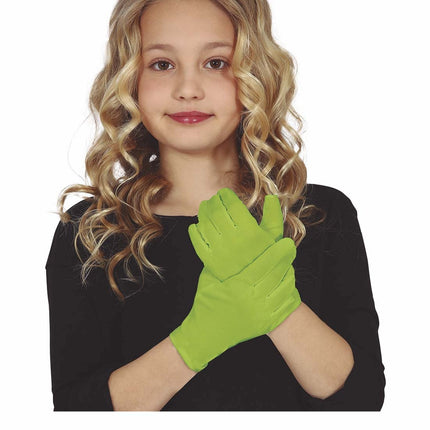 Gants vert lime enfant 17cm