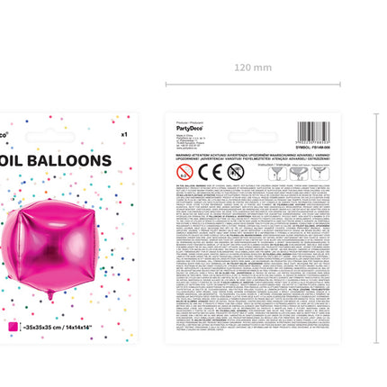 Ballon à l'hélium Cube Fuchsia Vide 35cm