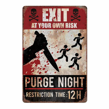 Halloween Door Purge Night Sign 36cm
