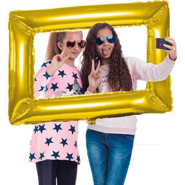 Cadre photo avec ballon en feuille d'or 85cm