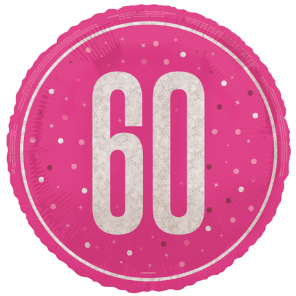 60 ans Ballon à l'hélium rose vide 45cm