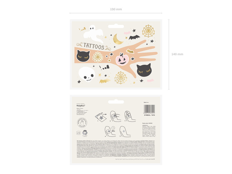 Tatouages d'Halloween Boo 12pcs