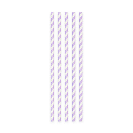 Pailles mauves rayées 19cm 20pcs