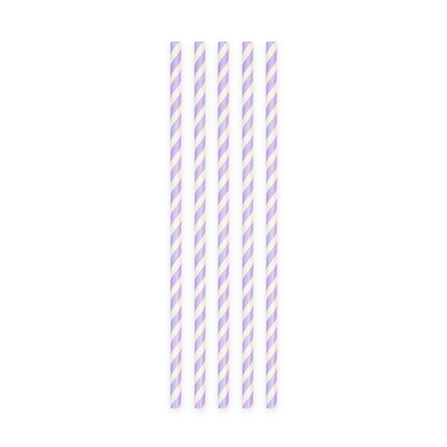 Pailles mauves rayées 19cm 20pcs