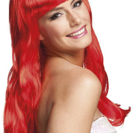 Perruque cheveux longs rouge