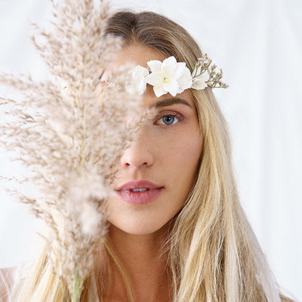 Bandeau à fleurs noeud blanc