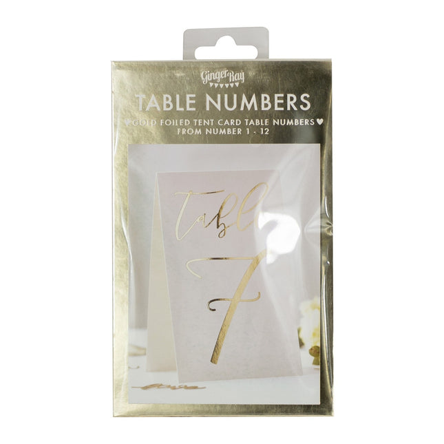Numéros de table dorés 18cm 12pcs
