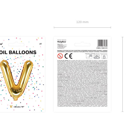 Ballon de baudruche Lettre V Or Vide 35cm