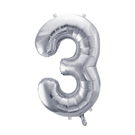 3 Year Figure Balloon Silver Empty 72cm