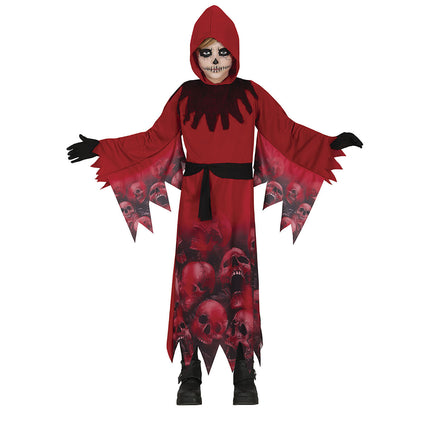 Costume d'Halloween crâne enfant rouge