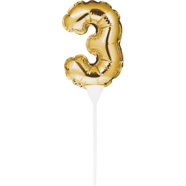 Décor de gâteau doré 3 ans Ballon de baudruche 13cm