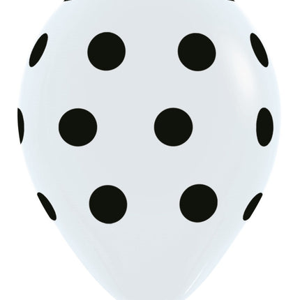 Ballons de baudruche blancs à pois noirs 30cm 25pcs