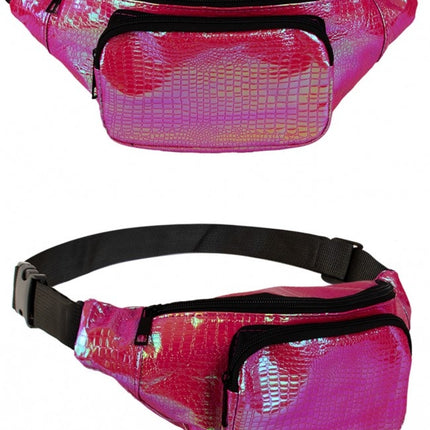 Hip bag Impression cuir de serpent Fuchsia