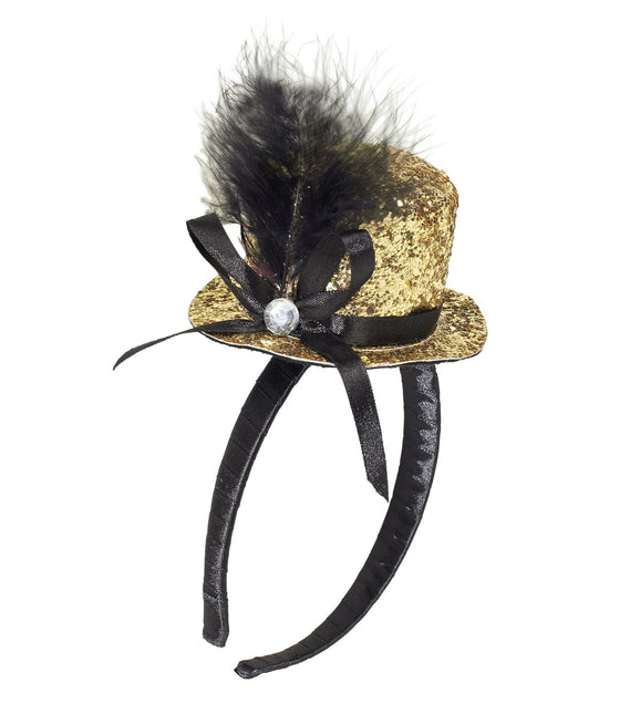 Bandeau doré Chapeau avec plumes