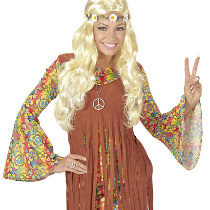 Perruque Hippie 60S Blonde avec bandeau floral
