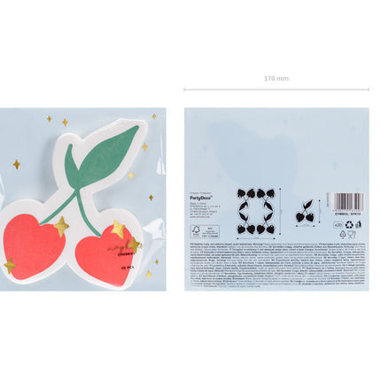 Serviettes Cerises 16cm 20pcs