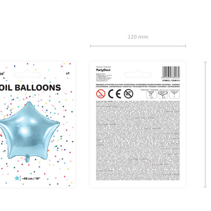 Ballon à l'hélium étoile bleu clair vide 48cm
