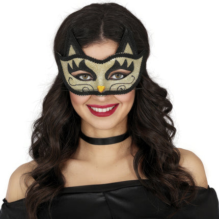 Masque vénitien pour les yeux Chat d'or